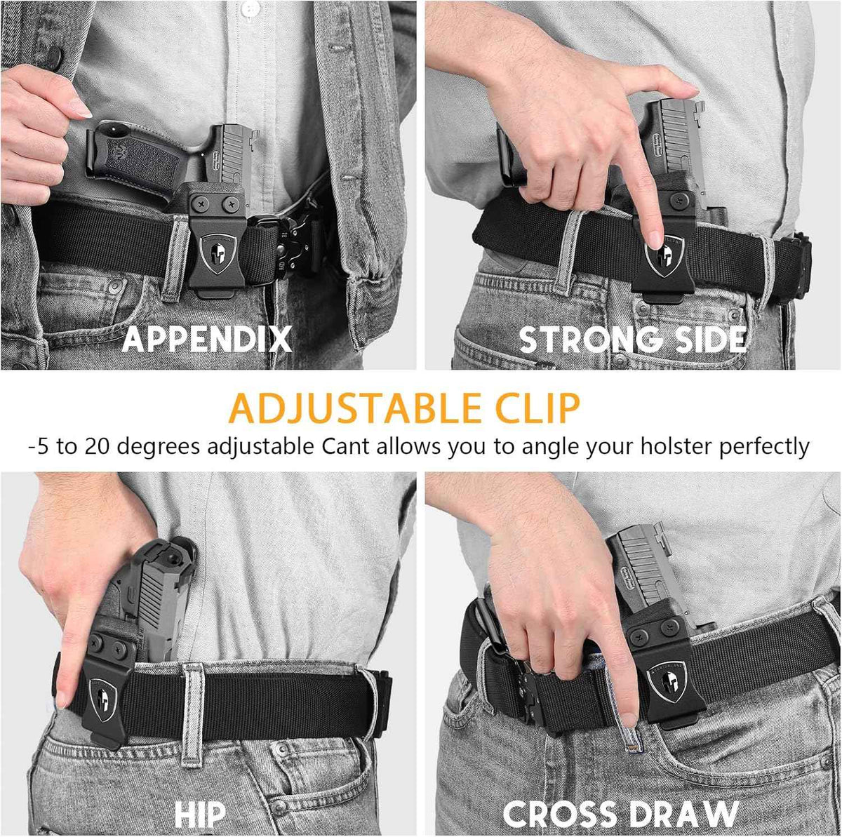 Canik TP9SF / TP9DA IWB Kydex Holster Optic Cut – with Concealment Claw, Adjustable Cant & Audible Click Retention, Inside Waistband Concealed Carry, Right Hand – WARRIORLAND