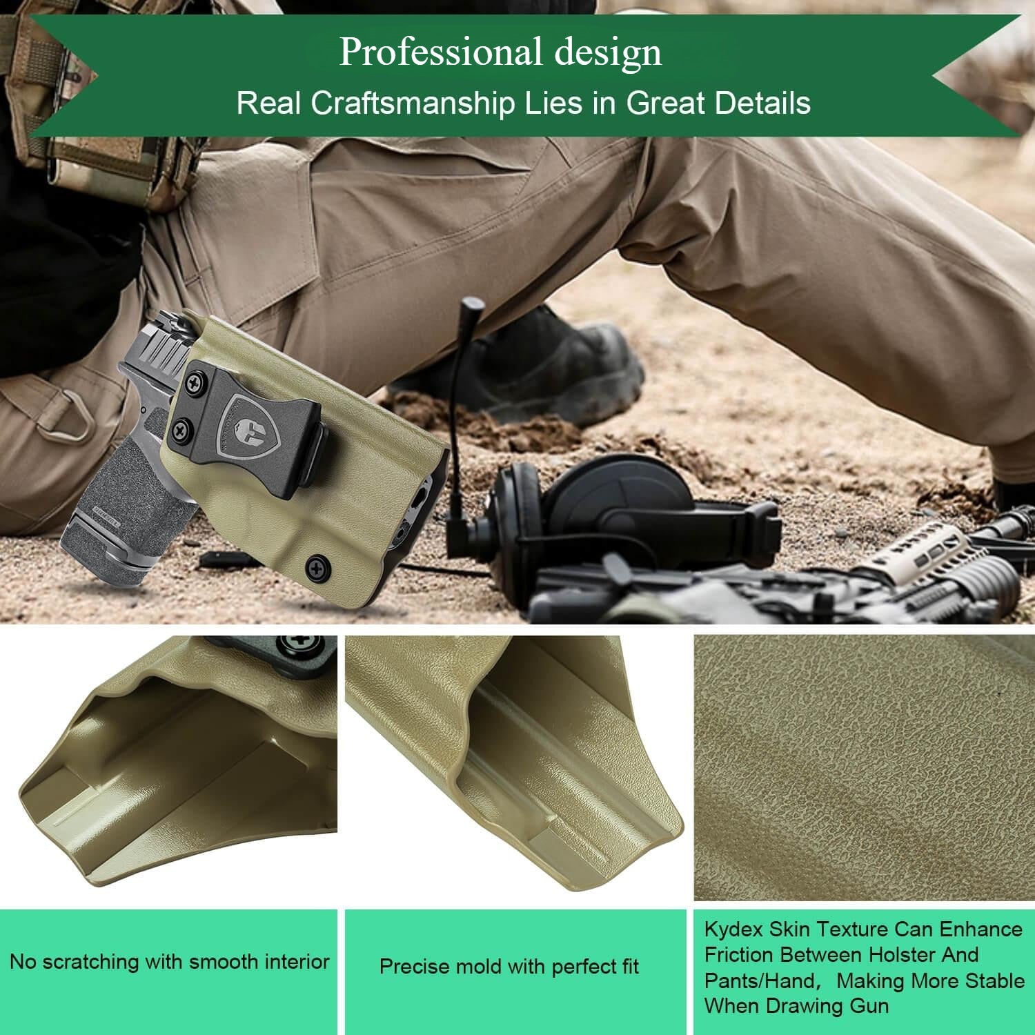 9mm Springfield Armory Hellcat / Pro Tan 9mm Inside Waistband Holster Kydex  Right / Left Handed | WARRIORLAND WARRIORLAND