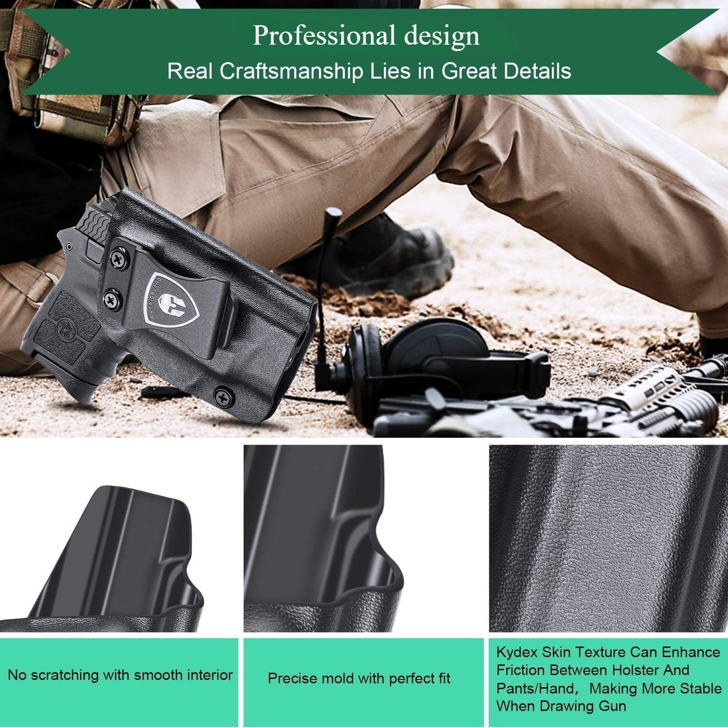 Bodyguard 380 Holster, IWB Kydex Holster Fits: Smith & Wesson M&P Bodyguard 380 / Bodyguard 380 with Integrated Crimson Trace Red Laser Pistol, Inside Waistband Concealed Carry, Adj. Cant & Retention ‎WARRIORLAND