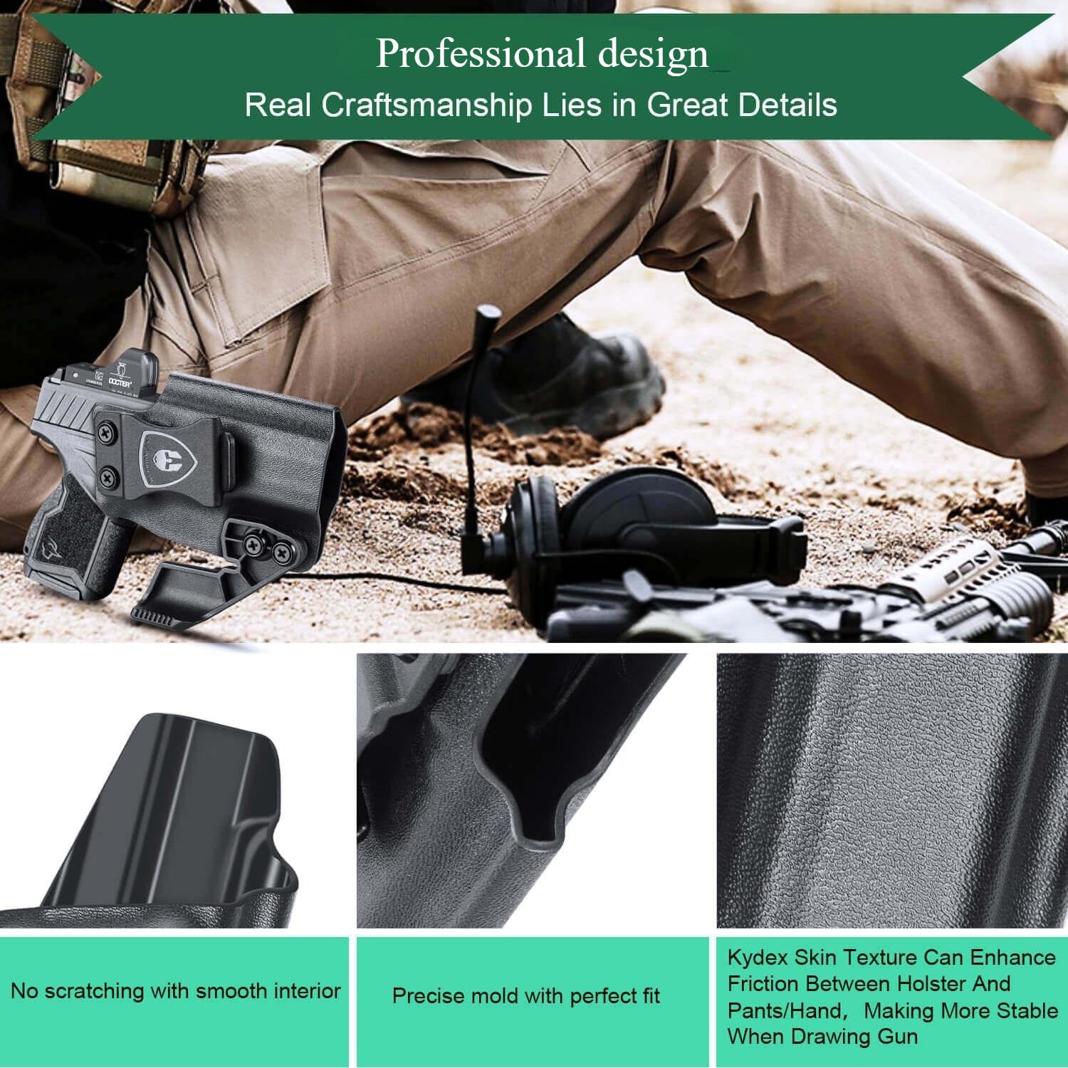 Taurus GX4 IWB Kydex Holster with Claw Red Dot Optics Cut Trigger Guard Holsters for Fat Guys | WARRIORLAND WARRIORLAND