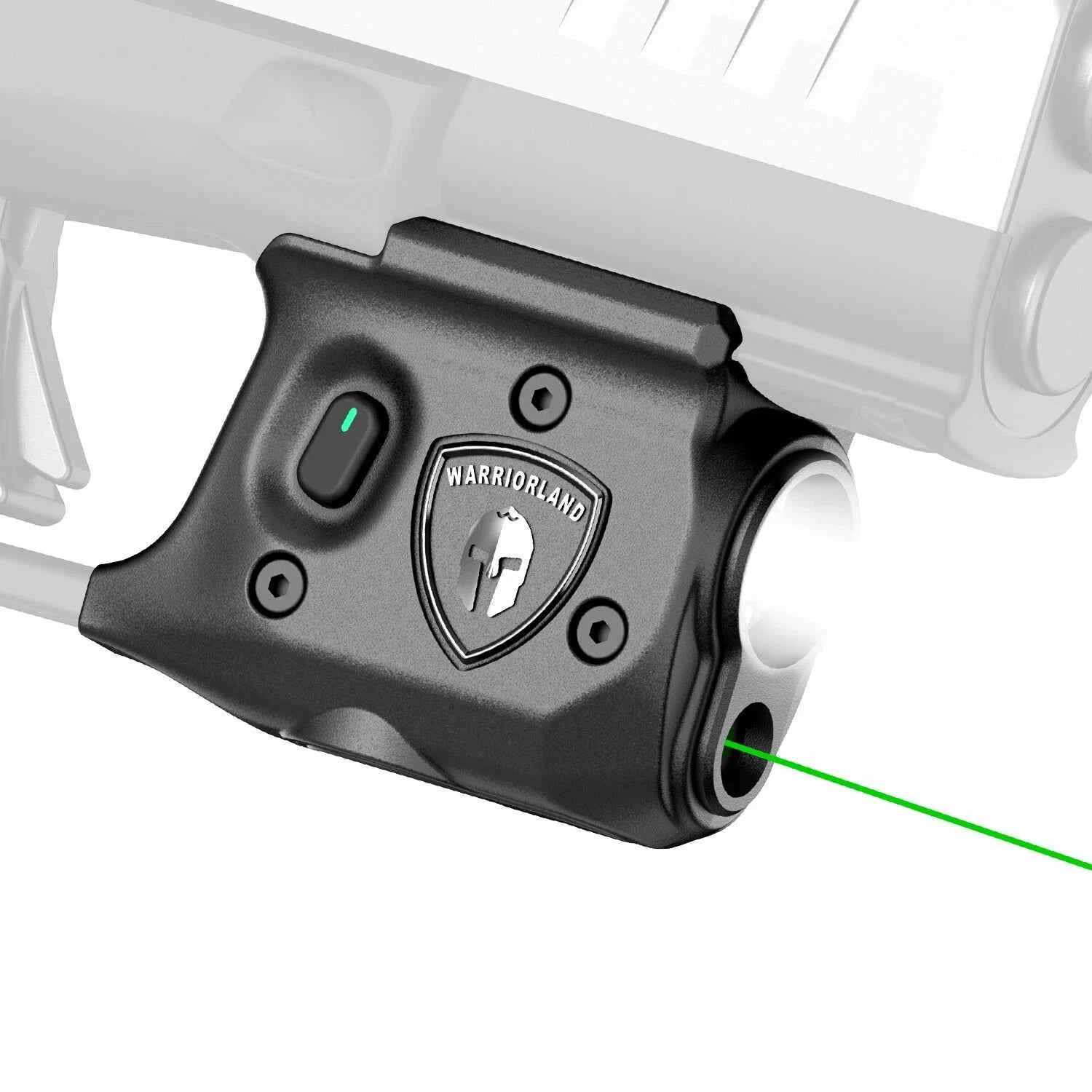 WARRIORLAND SLL-110G Pistol Light Laser – Fits Springfield Hellcat Pro | 150-Lumen Trigger Mounted Tactical Light with Green Laser, White LED, Power Indicator & 3 Modes (Strobe/Constant/Laser Only)