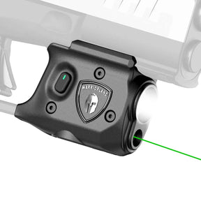 WARRIORLAND SLL-110G Pistol Light Laser – Fits Springfield Hellcat Pro | 150-Lumen Trigger Mounted Tactical Light with Green Laser, White LED, Power Indicator & 3 Modes (Strobe/Constant/Laser Only)