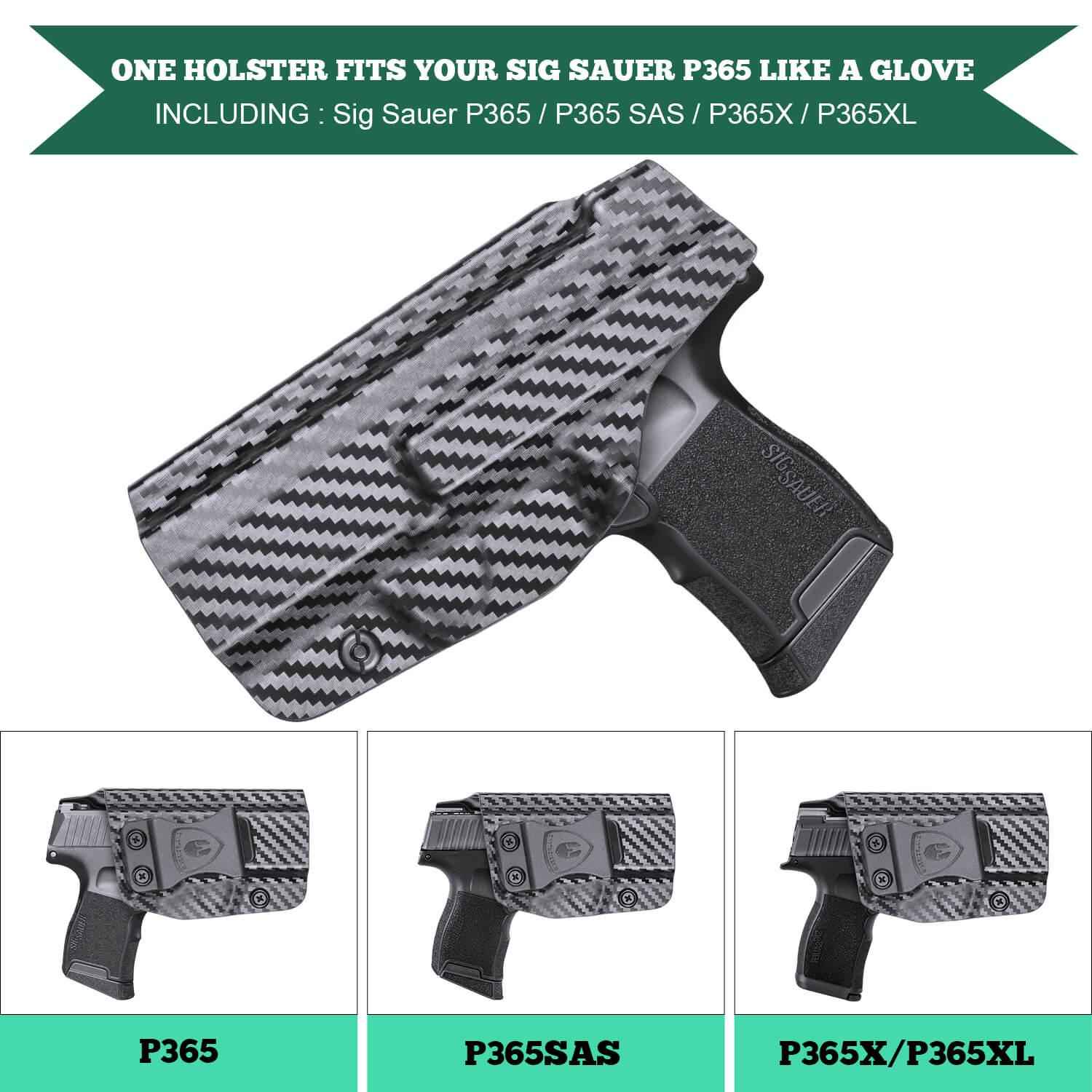 Sig Sauer P365XL IWB Kydex Holser, Carbon Fiber Texture, Inside