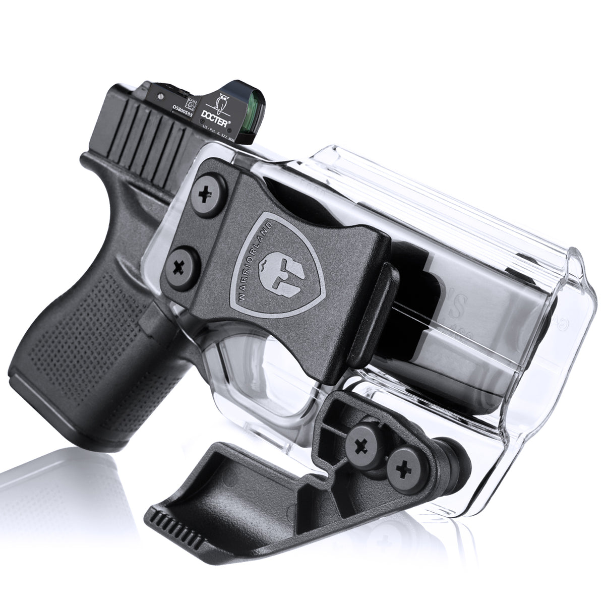 Cool Clear Polymer IWB Holster for Glock 43 43X with Claw Red Dot Optics Cut Trigger Guard Open Muzzle Appendix Concealment | WARRIORLAND