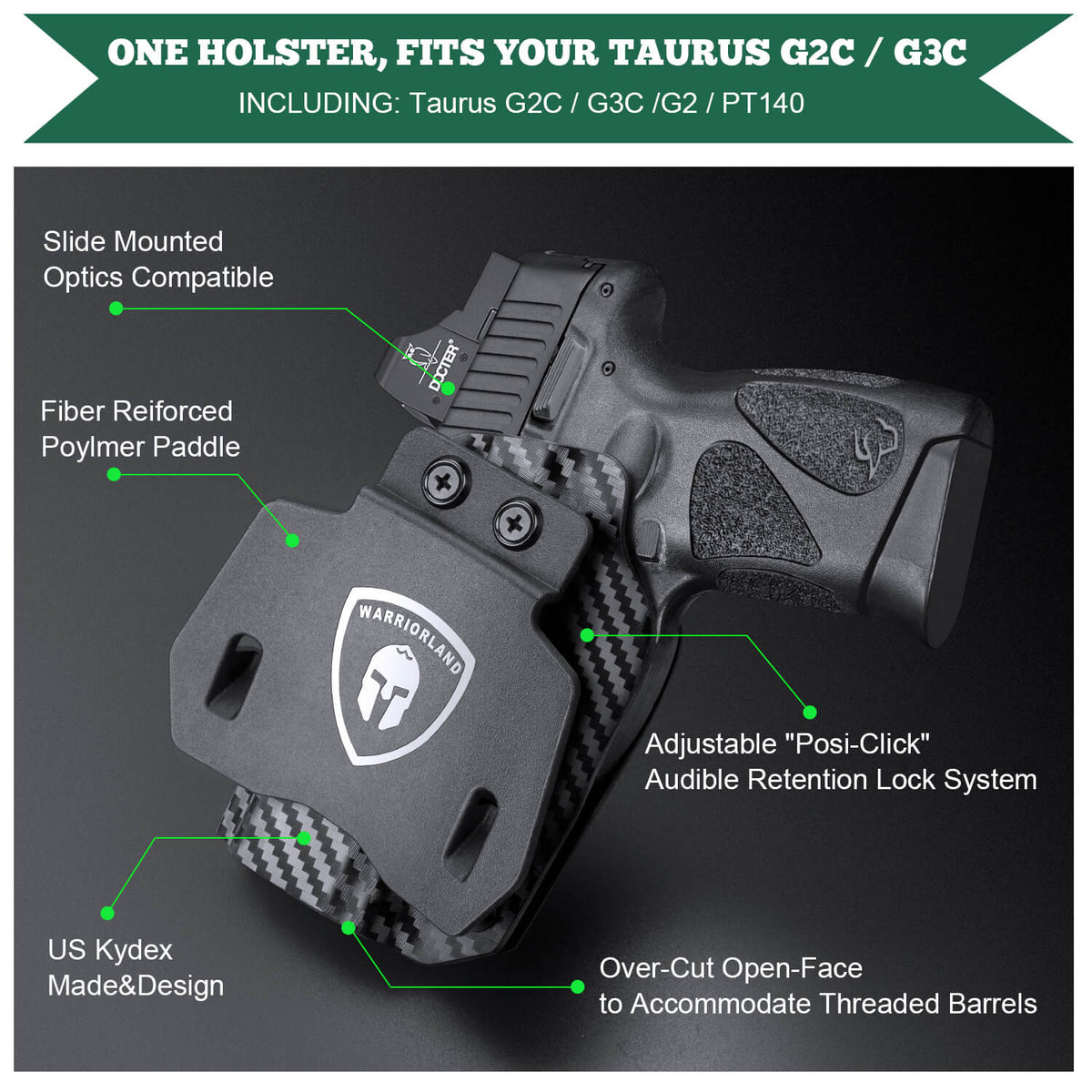Carbon Fiber Kydex OWB Paddle Open Carry Holster for Taurus G2C G3C Millennium G2 PT111 PT140