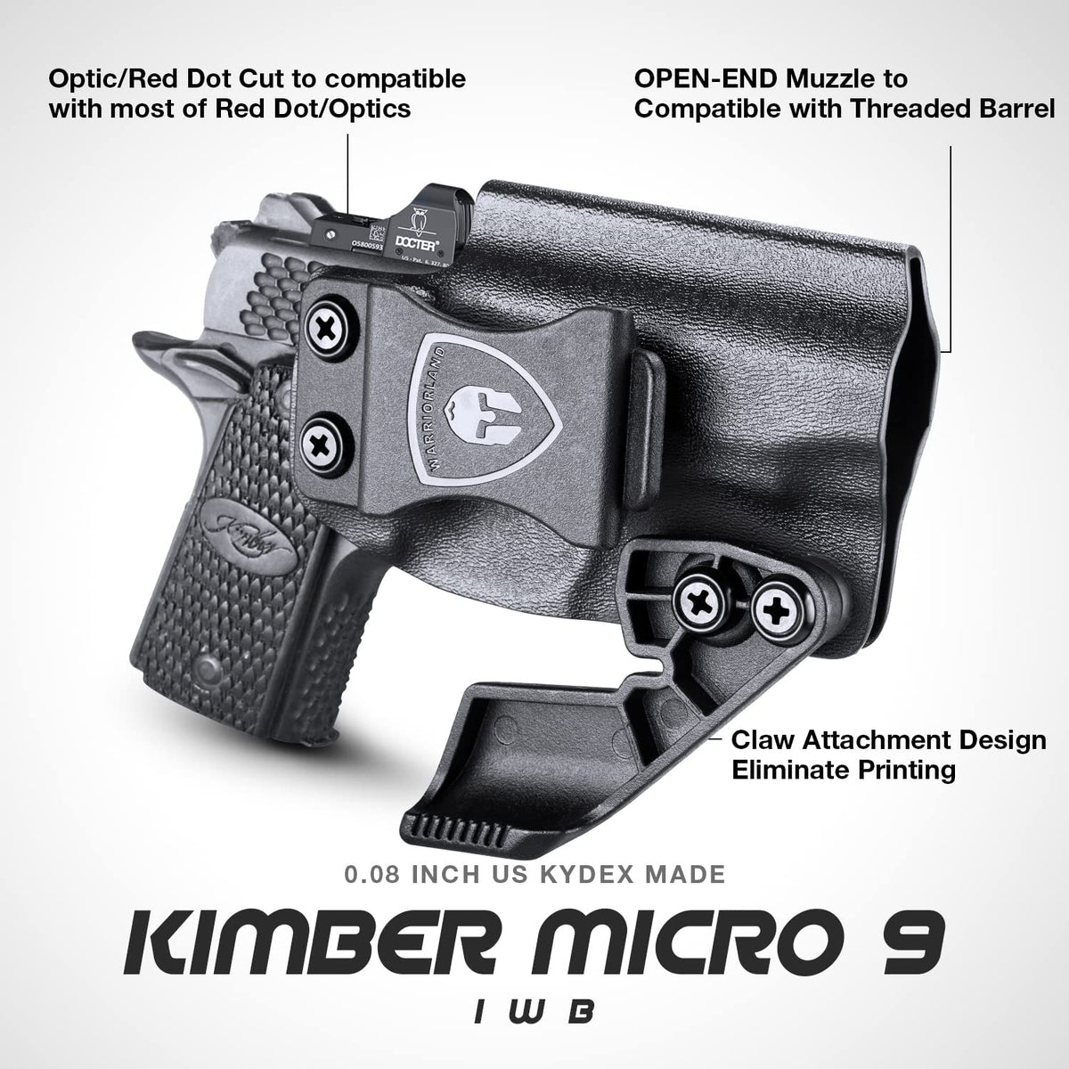 Kimber Micro 9mm IWB Holster with Claw Attachment and Optic Cut | Right Hand