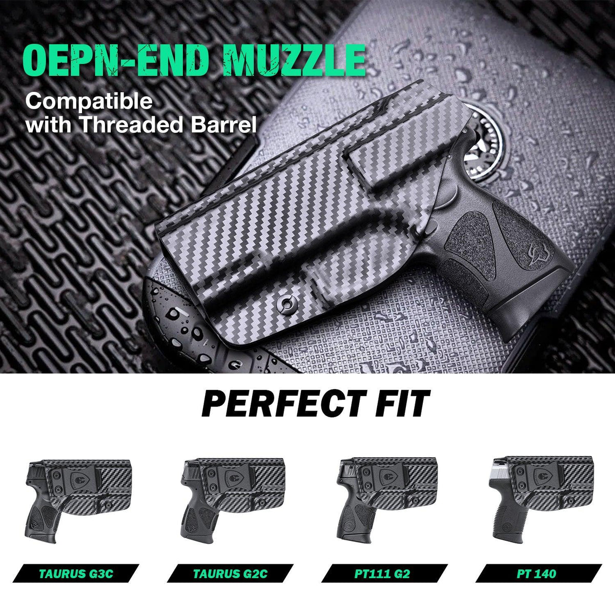 Carbon Fiber Kydex Holster for Taurus G2C Taurus G2S Taurus G3C Taurus G3 Taurus PT111 Millennium G2 Taurus PT140 Millennium G2 Taurus TX 22 COMPACT  9mm | WARRIORLAND