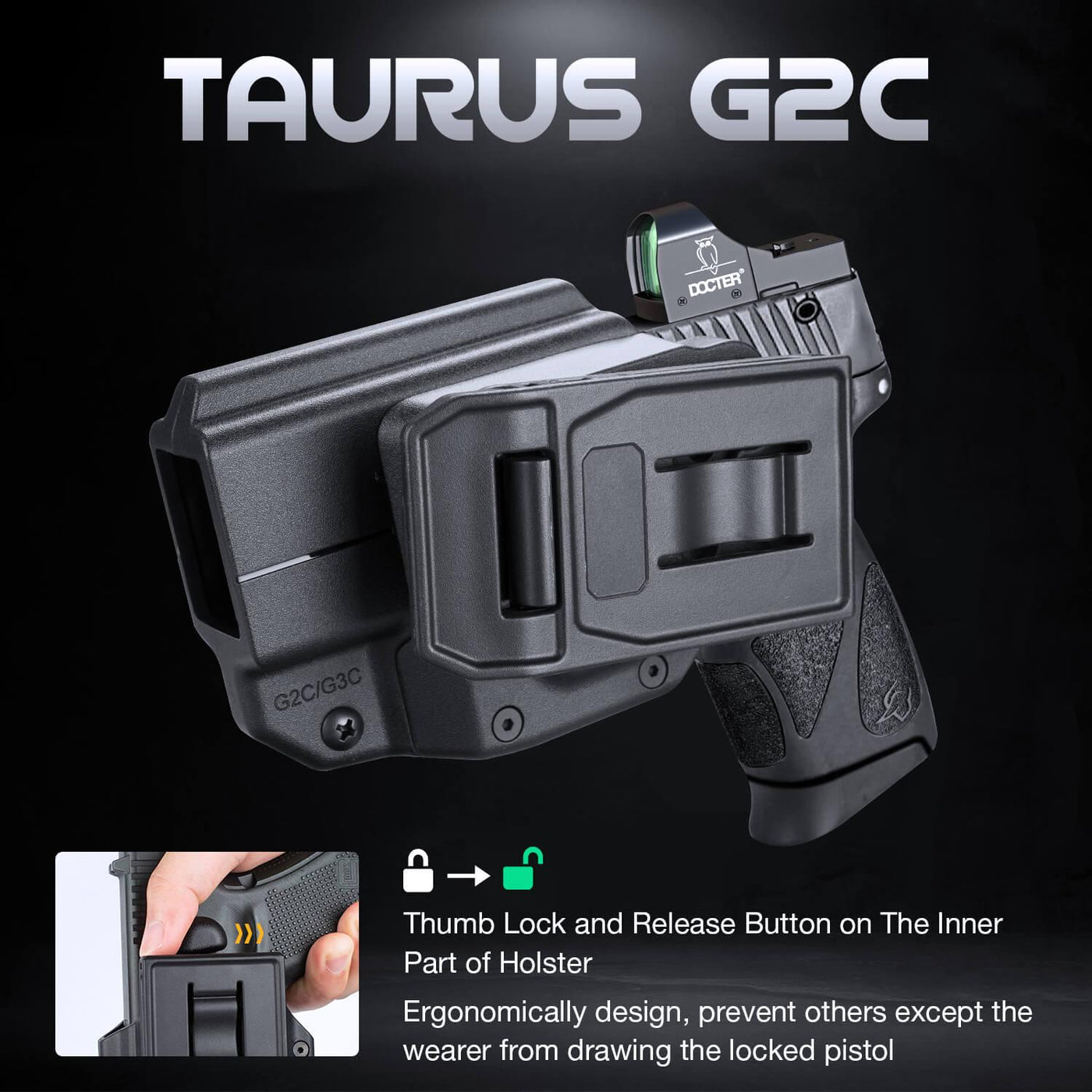 Taurus G2C G3C Millennium G2 PT111 PT140 Thumb Release OWB Holster