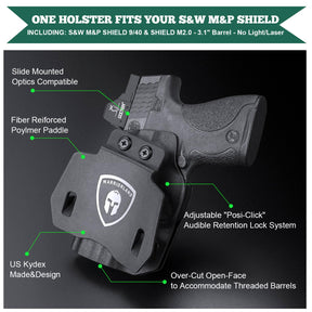 Kydex OWB Open Carry Paddle Holster Smith & Wesson S&W M&P Shield /M2.0  9mm/.40 Pistol