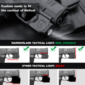 Hellcat Handgun Light, 150 Lumens Tatical Light with Kydex Holster Combo Tailored Made for Springfield Hellcat/Hellcat RDP - Not Fit Hellcat Pro Pistol, Mini LED Flashlight SL-1|WARRIORLAND