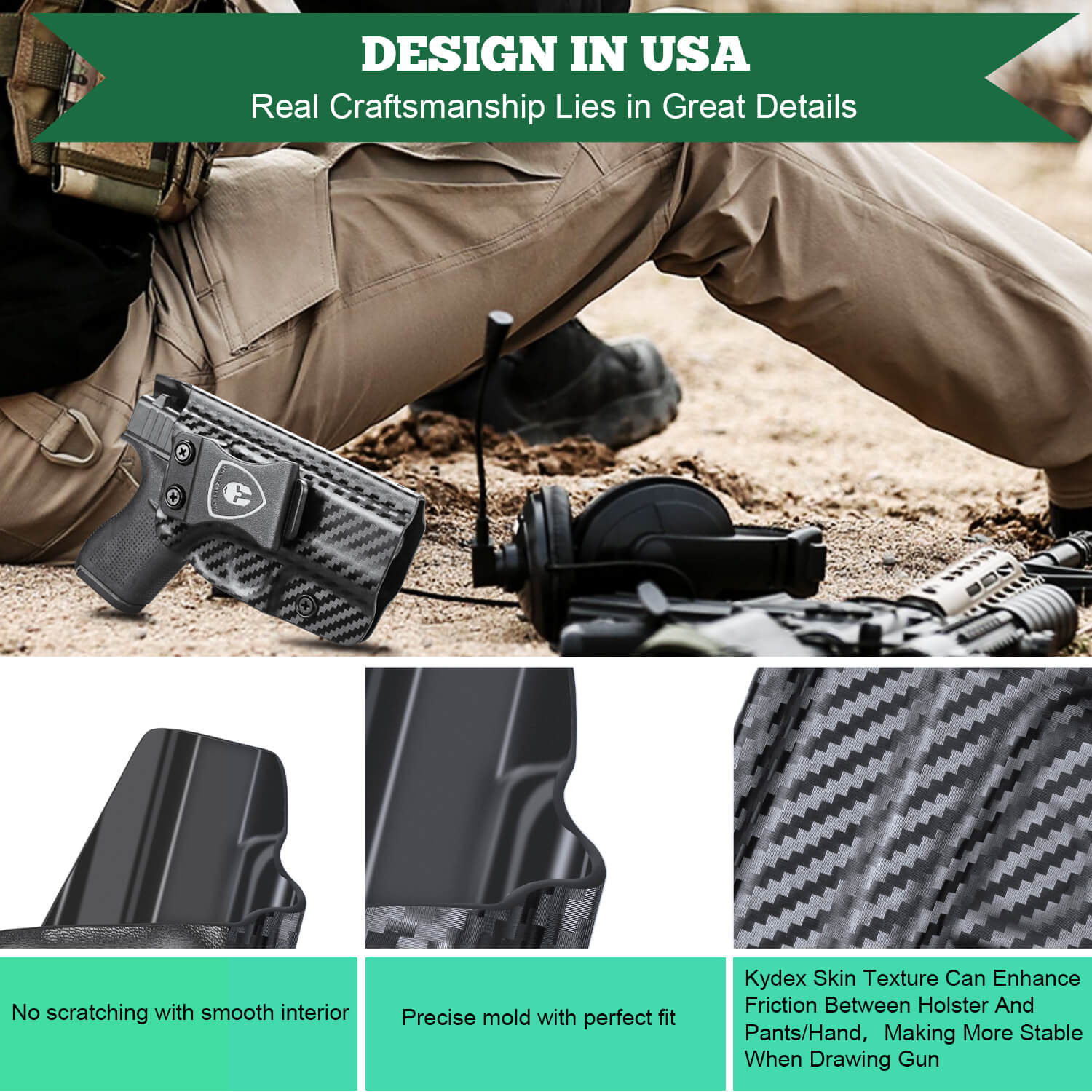 Carbon Fiber Kydex IWB Holster for Glock 42 | WARRIORLAND