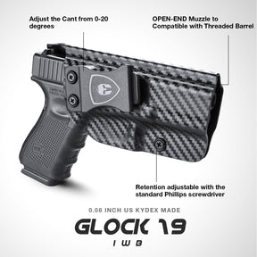 Glock 17 19 23 26 32 Gen 4 5 19X 44 45 Inside Waistband Holster Carbon Fiber Kydex  | WARRIORLAND
