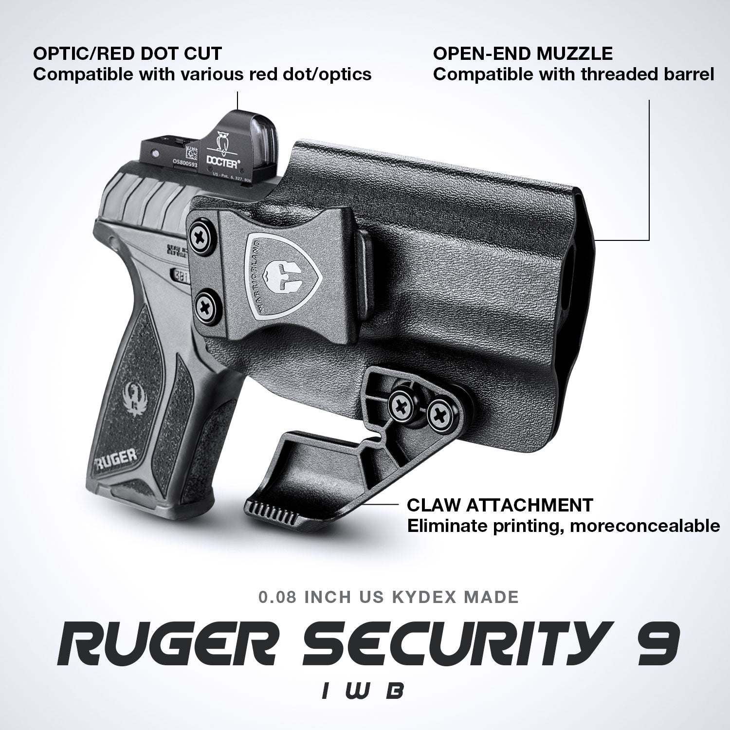 Ruger Security 9mm Compact  Inside Waistband Holster Concealed Carry with Claw holsters for Fat Guys | WARRIORLAND
