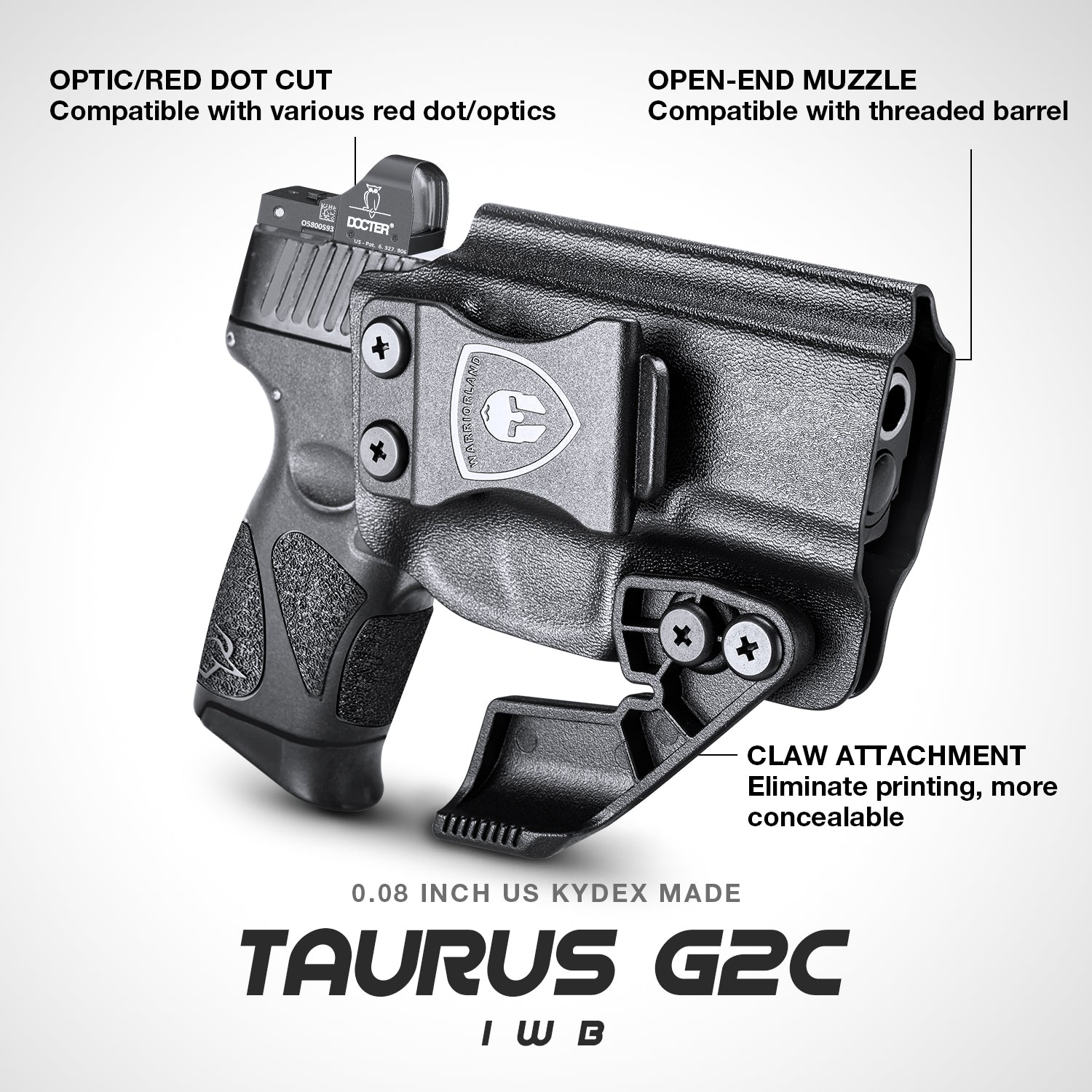 IWB Holster with Claw Taurus G2C G3C Millennium PT111 G2 PT140 9mm Red Dot Optics Cut Appendix Carry Trigger Guard Holsters for fat guys | WARRIORLAND