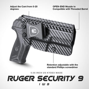 Ruger Security 9mm Compact Holster IWB Carbon Fiber Kydex | WARRIORLAND