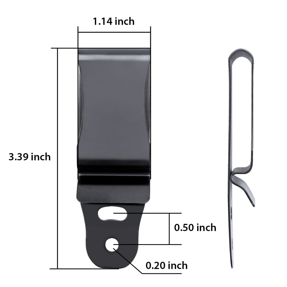 2 Pack 1.75 INCH BLACK OXIDE STEEL CLIP Belt Clip for IWB & OWB Sheath, Kydex Holster & Knife Sheath Belt Clip, Belt Clip for Holster, with Metal Washers/Screws/Slotted Binding Posts/Washers