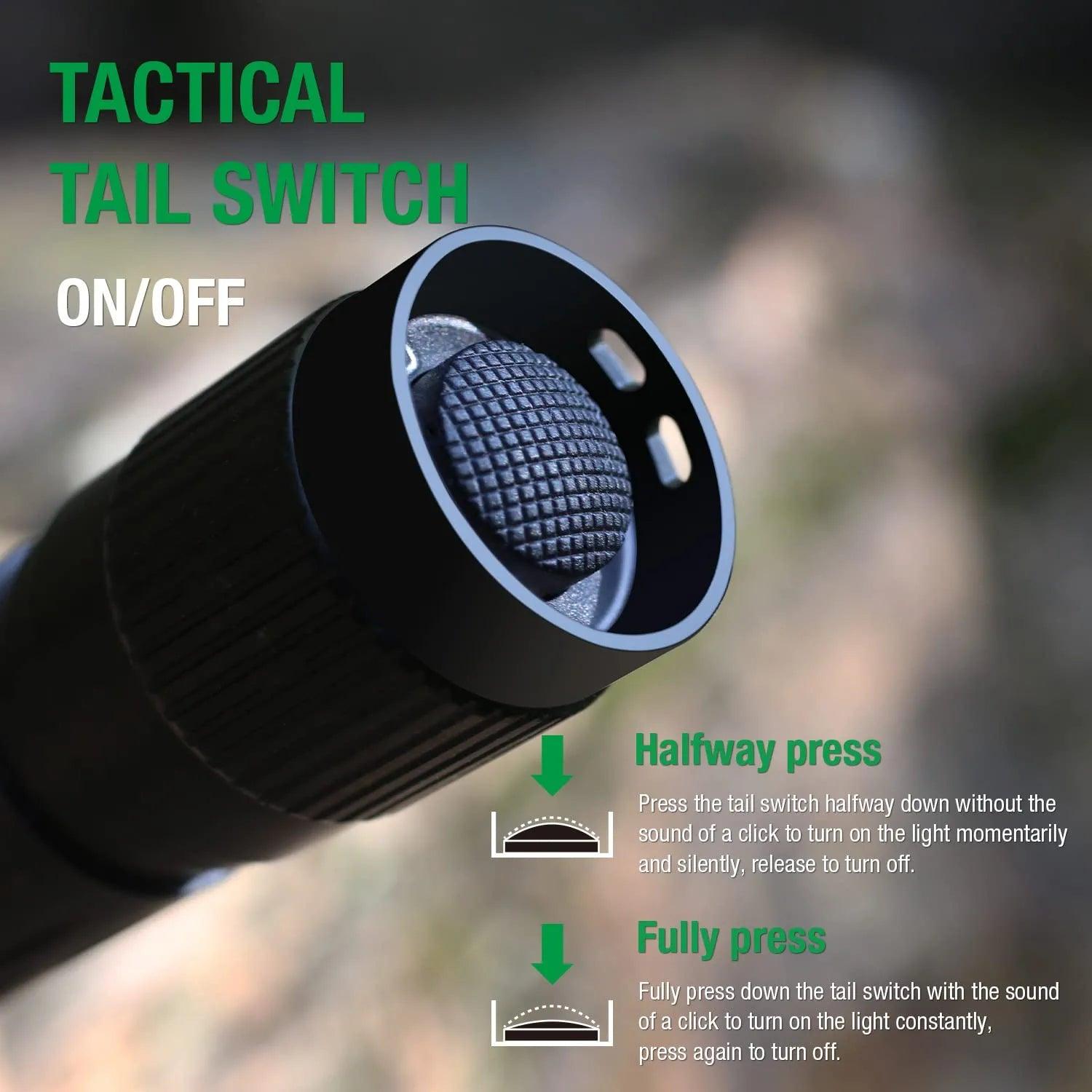 1600 Lumens Tactical Flashlight Included Rechargeable Battery, Compact Handheld Flashlight with 3 Modes, Max Beam Distance 473 Meters & IP68 Water Resistance