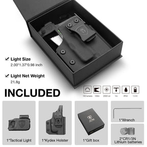 Mini Gun Light with Kydex Holster Tailored Made for Taurus G2C / Taurus G3C /Millennium G2 PT111 Pistol LED Tactical Flashlight