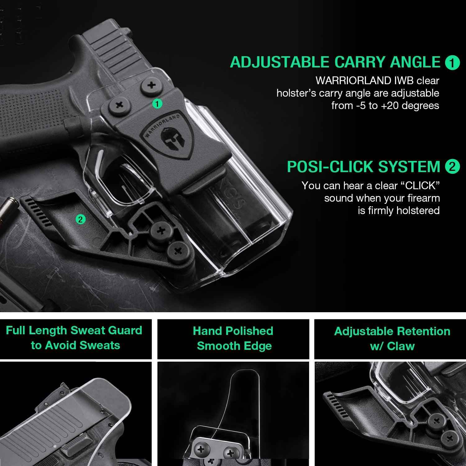 Cool Clear Polymer IWB Holster for Glock 43 43X with Claw Red Dot