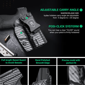 Carbon Fiber Kydex IWB Holster for Smith & Wesson M&P Shield/ Plus/ M2.0 9mm/.40 Pistol | WARRIORLAND