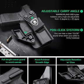 1.75 Inch Metal Clip IWB Kydex Holsters with Claw for  Glock 17/19/26/44/45(GEN 1-5) & G23/32(GEN 1-4) big fat guys | Right Hand