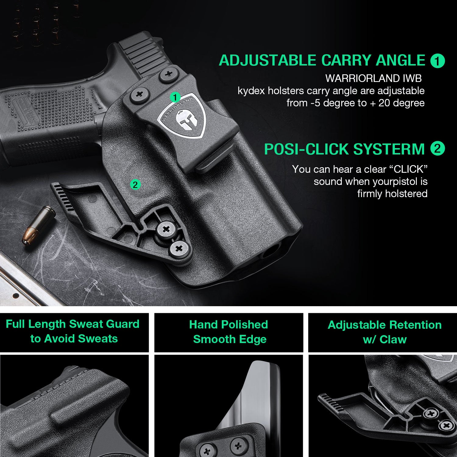 Glock17/19/19X/44/45 Gen(1-5) & Glock 23/32 Gen(3-4) holster with Claw Red Dot Optics Cut Trigger Guard Holsters for Fat Guys | WARRIORLAND