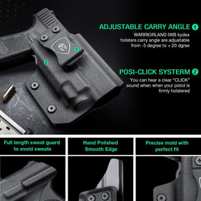 Glock 19 TLR7/TLR7A Holster IWB Kydex Holster Optic Cut Fit: Glock 17 19 19X 44 45 Gen 3-5 & Glock 23 32 Gen 3-4, Conceal Carry, Right Hand