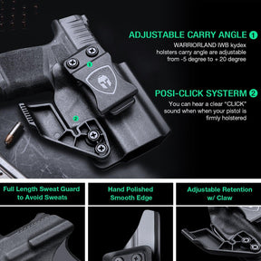 Kydex Holster IWB with Claw for Springfield Armory Hellcat/  Pro with Red Dot Optics Cut Trigger Guard Holsters for fat Guys | WARRIORLAND