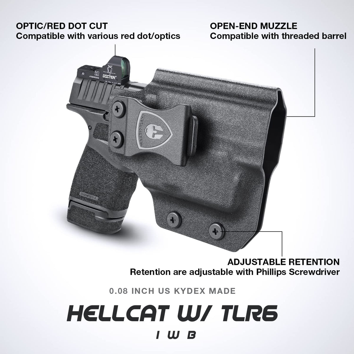 IWB Kydex TLR6 Light Bearing Holster Optic Cut Fit: Springfield Armory Hellcat