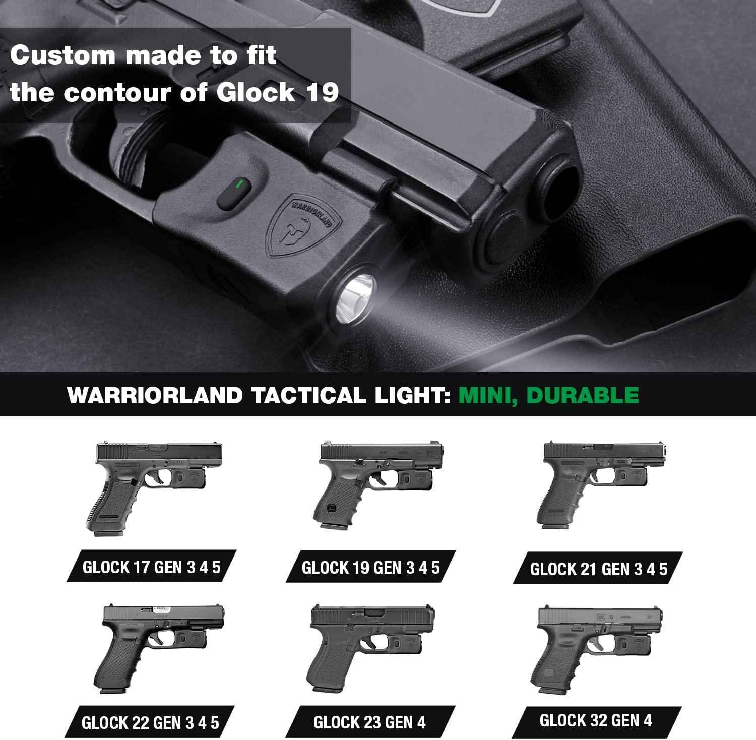 Mini Pistol Light with Kydex Holster Tailored Made: Glock 17/19/21