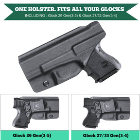 Glock 26 Gen 3-5/27/33 Gen 3-4 Kydex IWB Holster Right/ Left Handed | WARRIORLAND