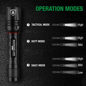 1600 Lumens Tactical Flashlight Included Rechargeable Battery, Compact Handheld Flashlight with 3 Modes, Max Beam Distance 473 Meters & IP68 Water Resistance