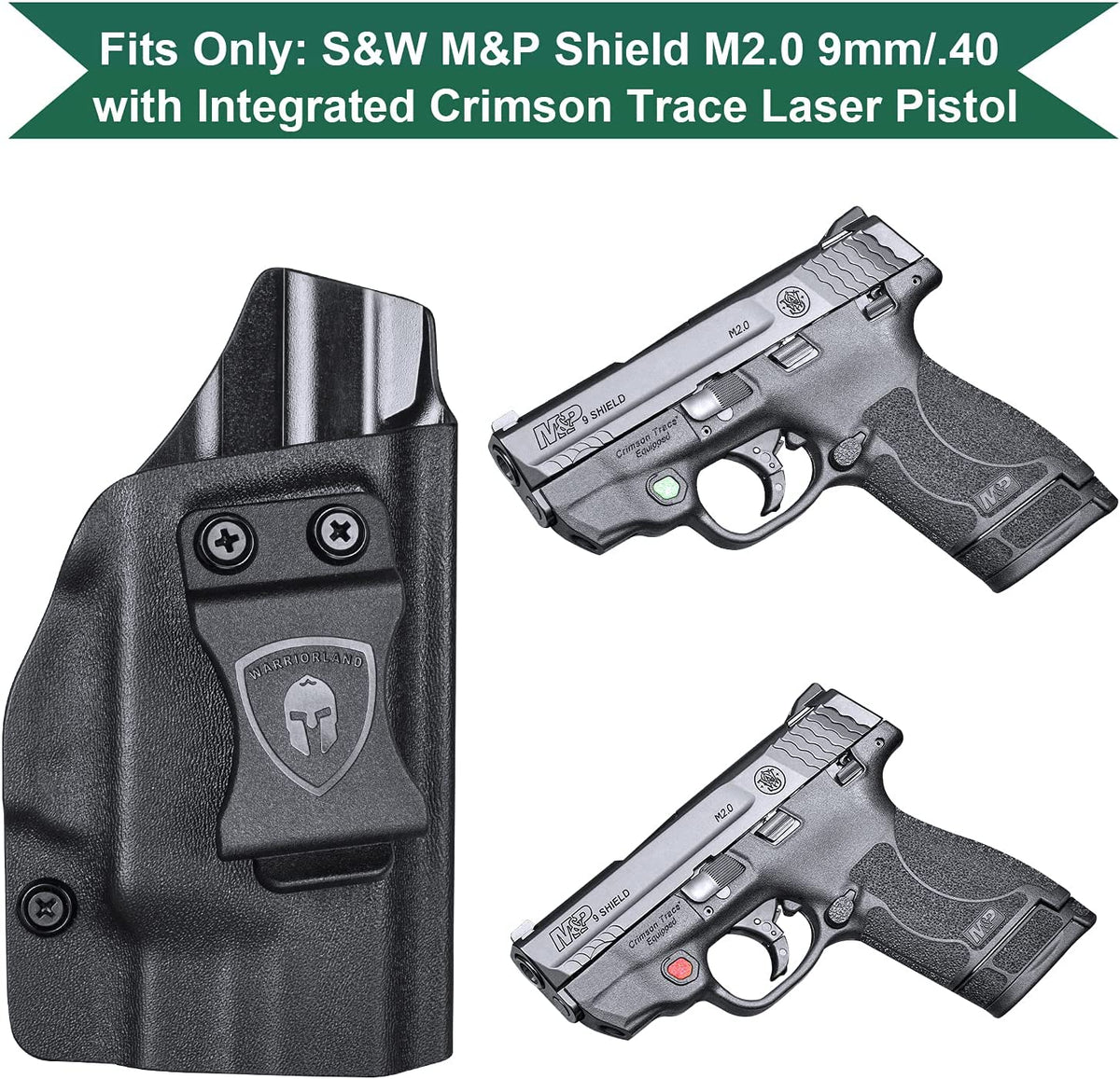 Smith & Wesson M&P Shield Integrated Crimson Trace Red/Green Laser NTS IWB Kydex Holster Right/left Hand