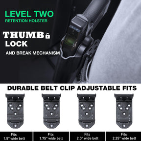 Taurus G2C G3C Millennium G2 PT111 PT140  Polymer Level II Retention Thumb Release OWB Holster with Optic Cut