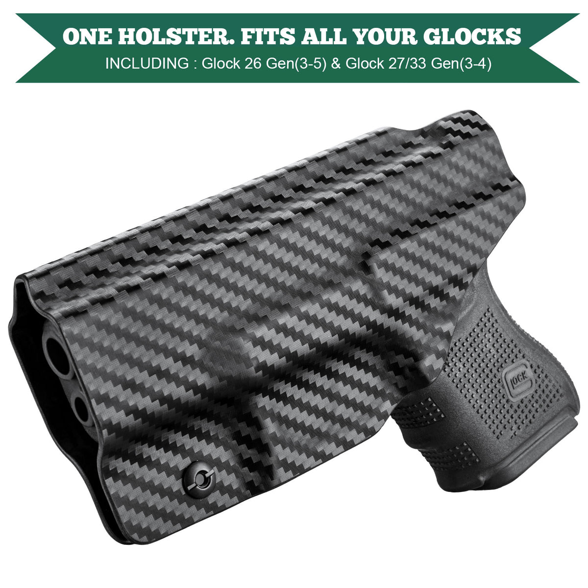 Carbon Fiber Kydex IWB Holster for Glock 26 Gen 3-5/27/33 Gen 3-4  | WARRIORLAND
