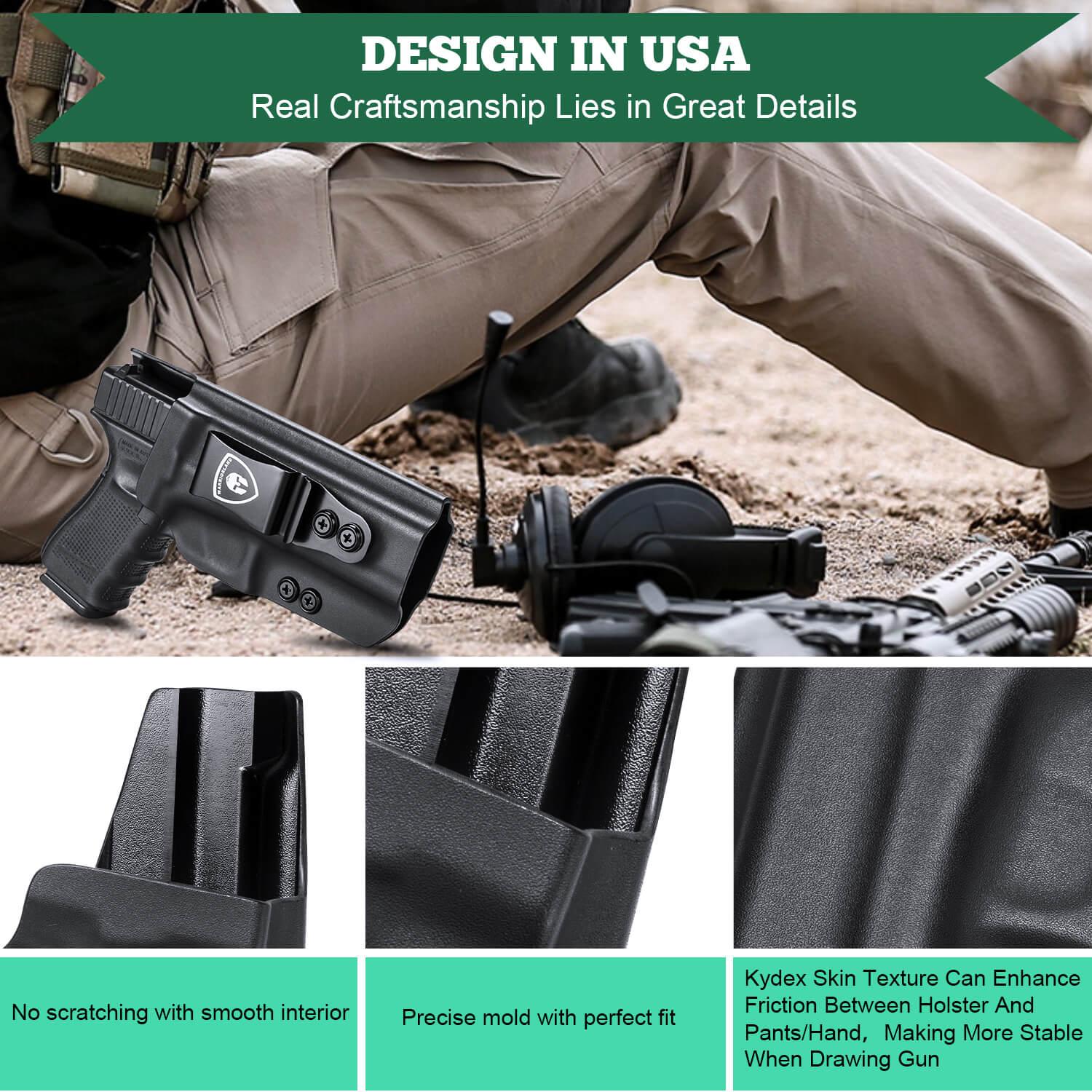 IWB Glock 17 19 23 26 32 Gen 4 5 19X 44 45 Holster Adjustable Ride Height Metal Belt Clip | WARRIORLAND