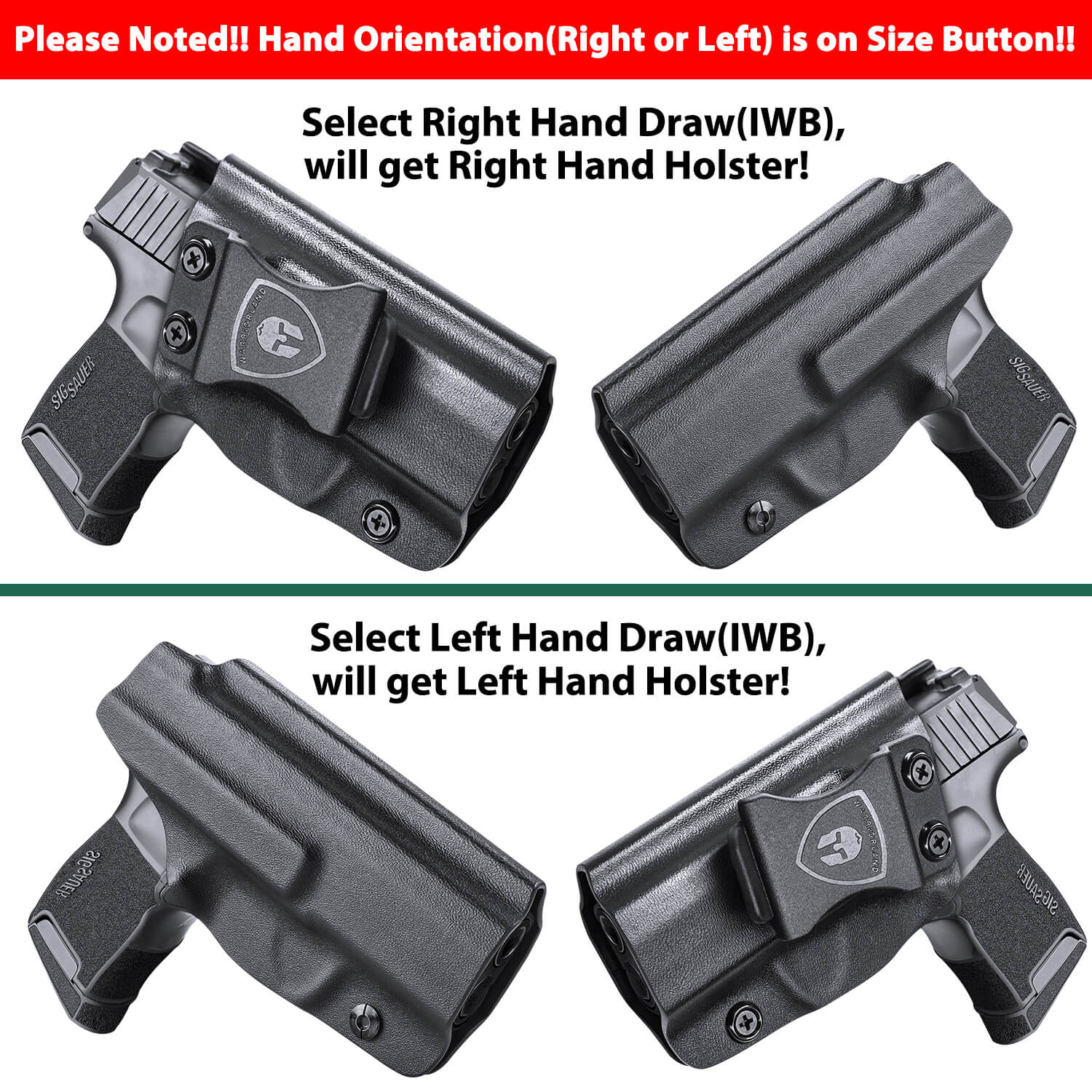 IWB Kydex Holster for Sig Sauer P365 SAS P365X 9mm Pistol Right/ Left Handed | WARRIORLAND