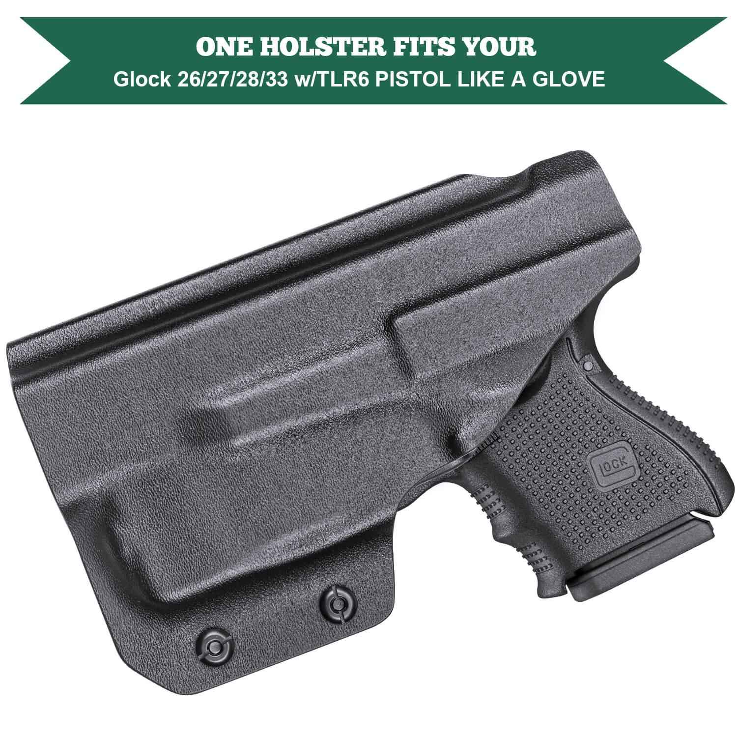 thumbnail image 2 of IWB Kydex Holster Custom Fit: Glock 26/27/28/33 Pistol With TLR6 Laser Light Right And Left Incompatible Aiming Device 2 of 14