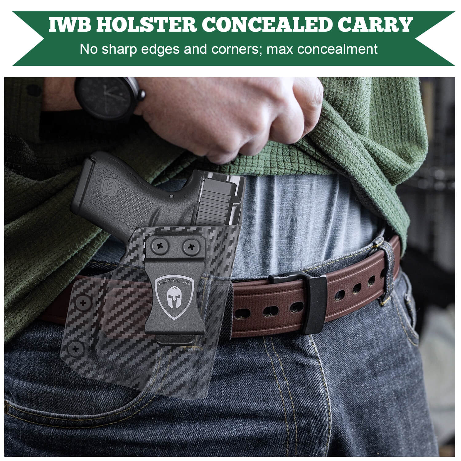 Carbon Fiber Kydex IWB Light Bearing Holster for Glock 43 43X TLR 6 Appendix Concealment Carry Trigger Guard Holsters | WARRIORLAND