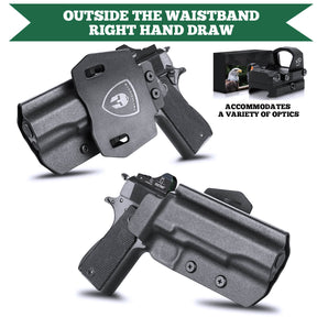 Open Carry OWB Kydex Paddle Holster for 1911  .45 ACP Pistol No Rail with Red Dot Paddle Appendix Fully Trigger Guard | WARRIORLAND