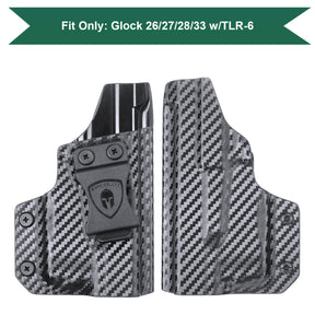 Carbon Fiber Kydex IWB Light Bearing Holster for Glock 26 27 28 33 Gen 4 with Streamlight TLR 6 Trigger Guard Holsters | WARRIORLAND