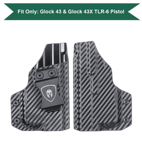 Carbon Fiber Kydex IWB Light Bearing Holster for Glock 43 43X TLR 6 Appendix Concealment Carry Trigger Guard Holsters | WARRIORLAND