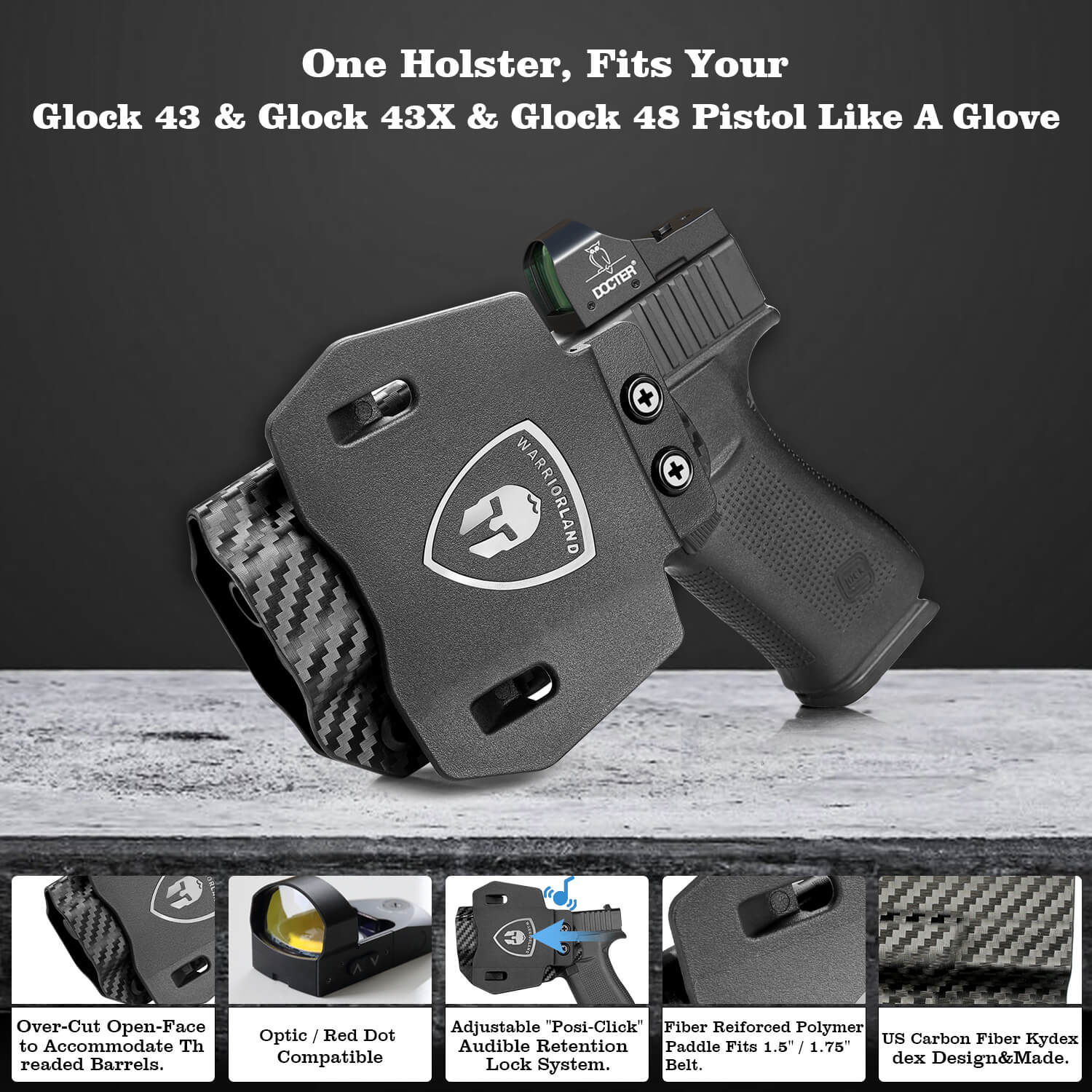  WARRIORLAND IWB KYDEX Holster Fit G43 / G43X, Inside