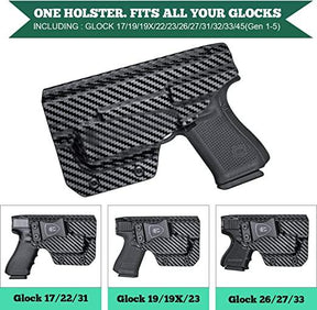 Carbon Fiber Kydex IWB Light Bearing Holster for Glock 17 19 20 21 22 29 31 32 35 Gen 4 5 44 45 with TLR 6 | WARRIORLAND