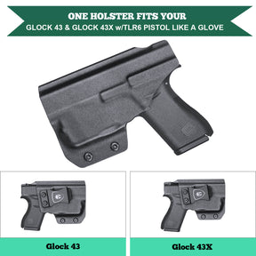 Glock 43 43X with TLR 6  IWB Light Bearing Holster Kydex Right/ Left Handed