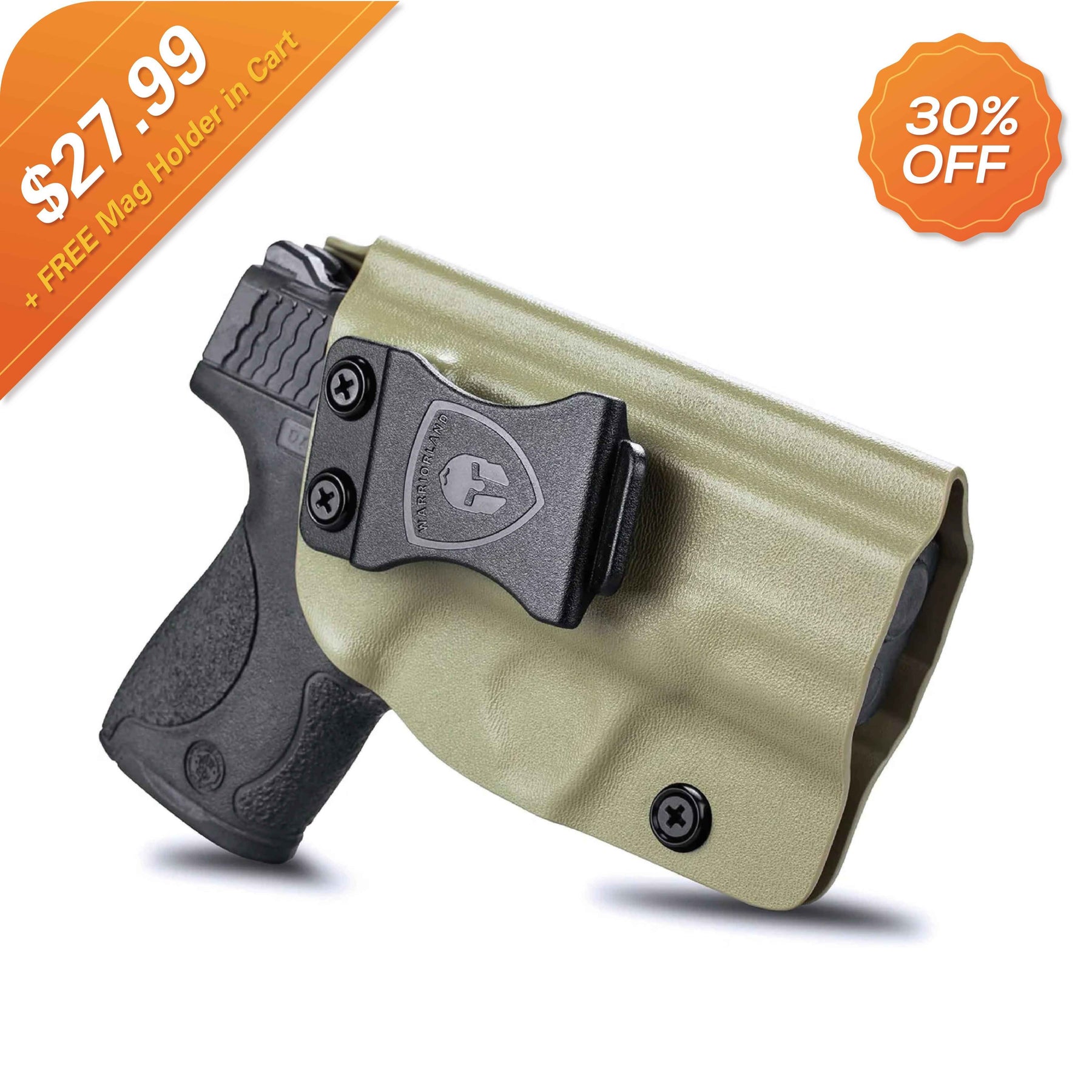 WARRIORLAND IWB Kydex Holster For M&P Shield Series – Adjustable Cant & Retention, 1.75” Steel Clip, Fits 9mm/.40 3.1” Barrel (Right Hand)