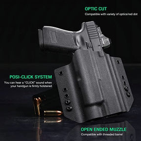 Kydex OWB Light Bearing Holster for Glock 17 19  23 32 Gen 4 5 19X 44 45 with Streamlight TLR 1 1S HL Light, Right Hand
