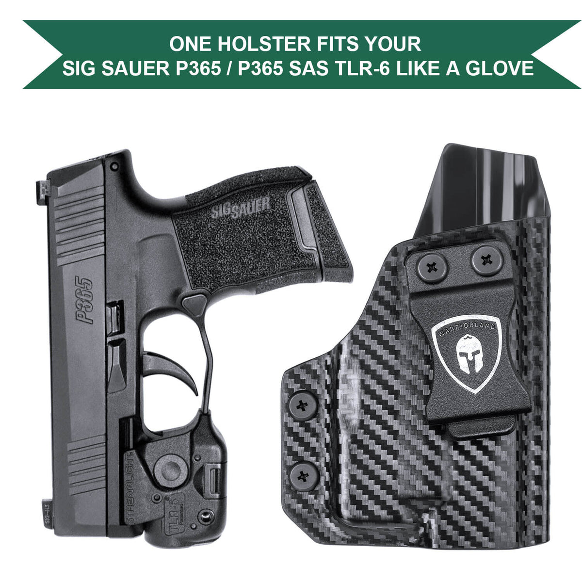Sig Sauer P365 SAS X XL Pistol with TLR6 Carbon Fiber Kydex  IWB Light Bearing Holsters Appendix Concealment Carry Trigger Guard Holster | WARRIORLAND