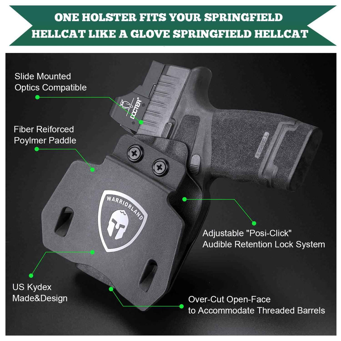 Kydex OWB Paddle Holster for Springfield Armory Hellcat Pro with red ...