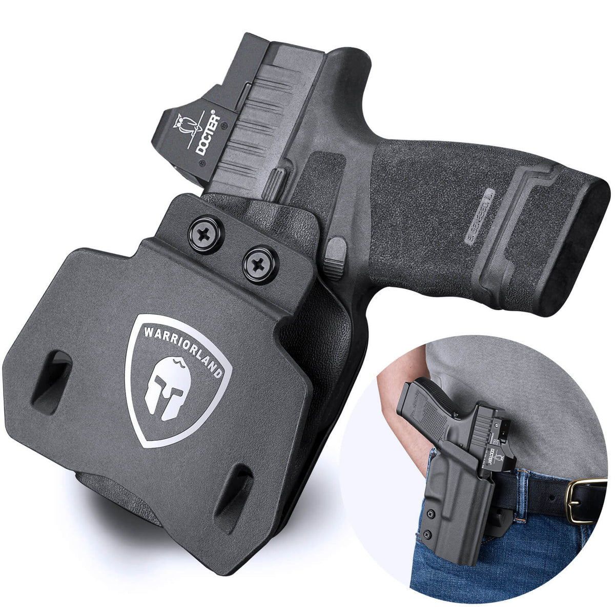 Kydex OWB Paddle Holster for Springfield Armory Hellcat Pro with red dot sights optics cut Trigger Guard Appendix Open Carry | WARRIORLAND